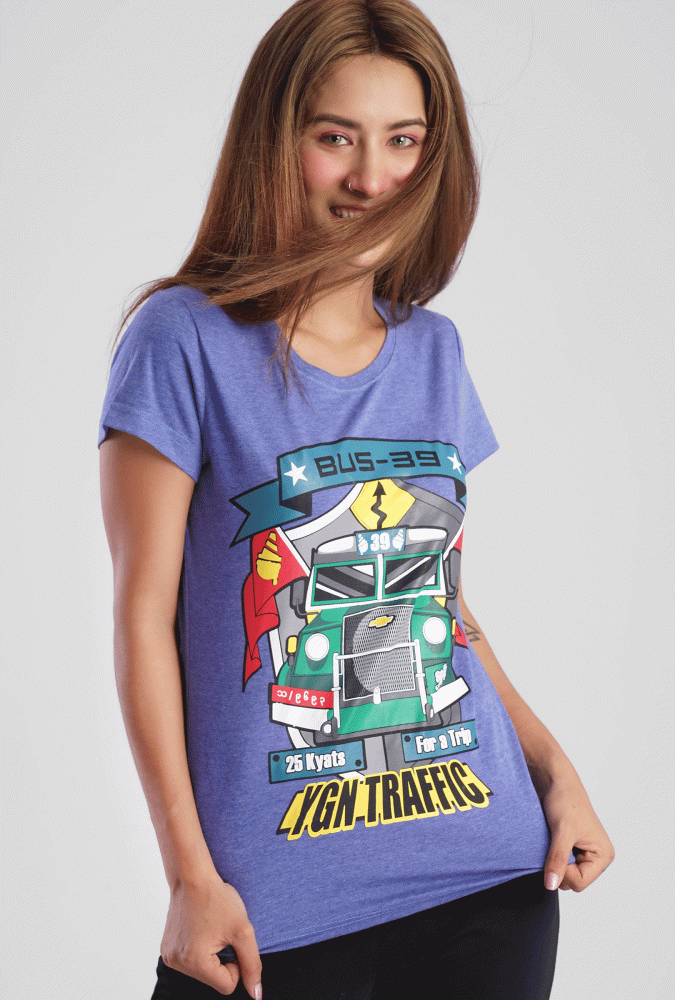 Bus-39 Design Girl Tshirt(Blue)